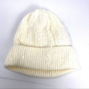 Tasha Sequins knit beanie cream ivory